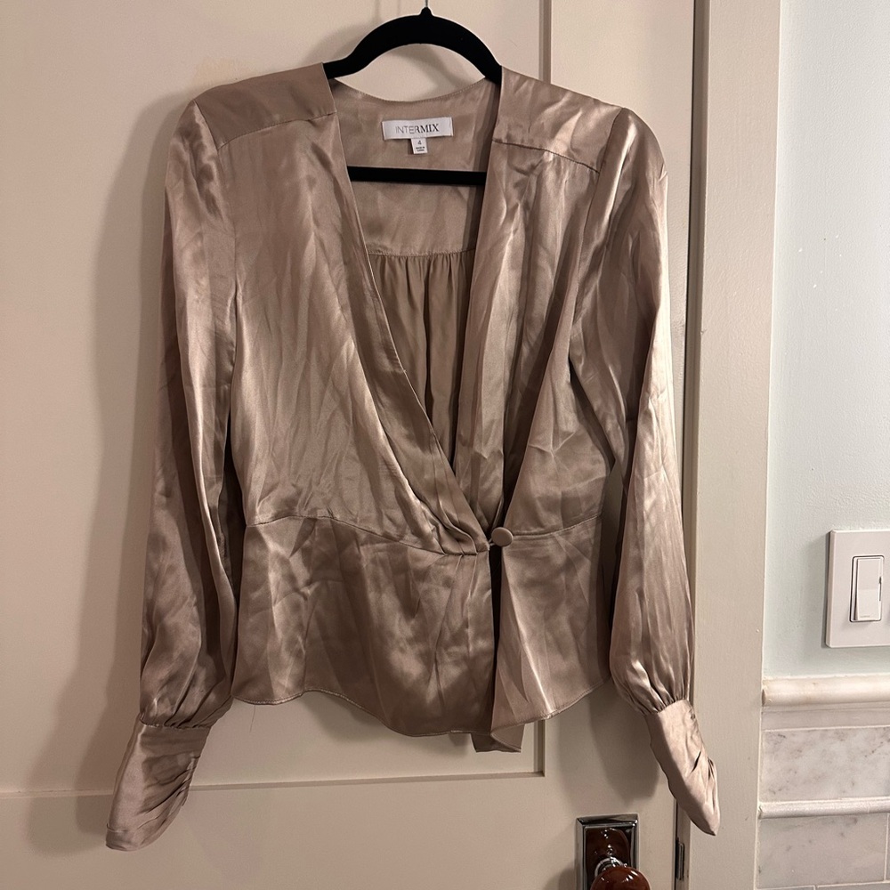 INTERMIX Silver/Grey Satin Top